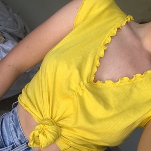 CALVIN KLIEN TELLOW SHIRT LETTUCE TRIM